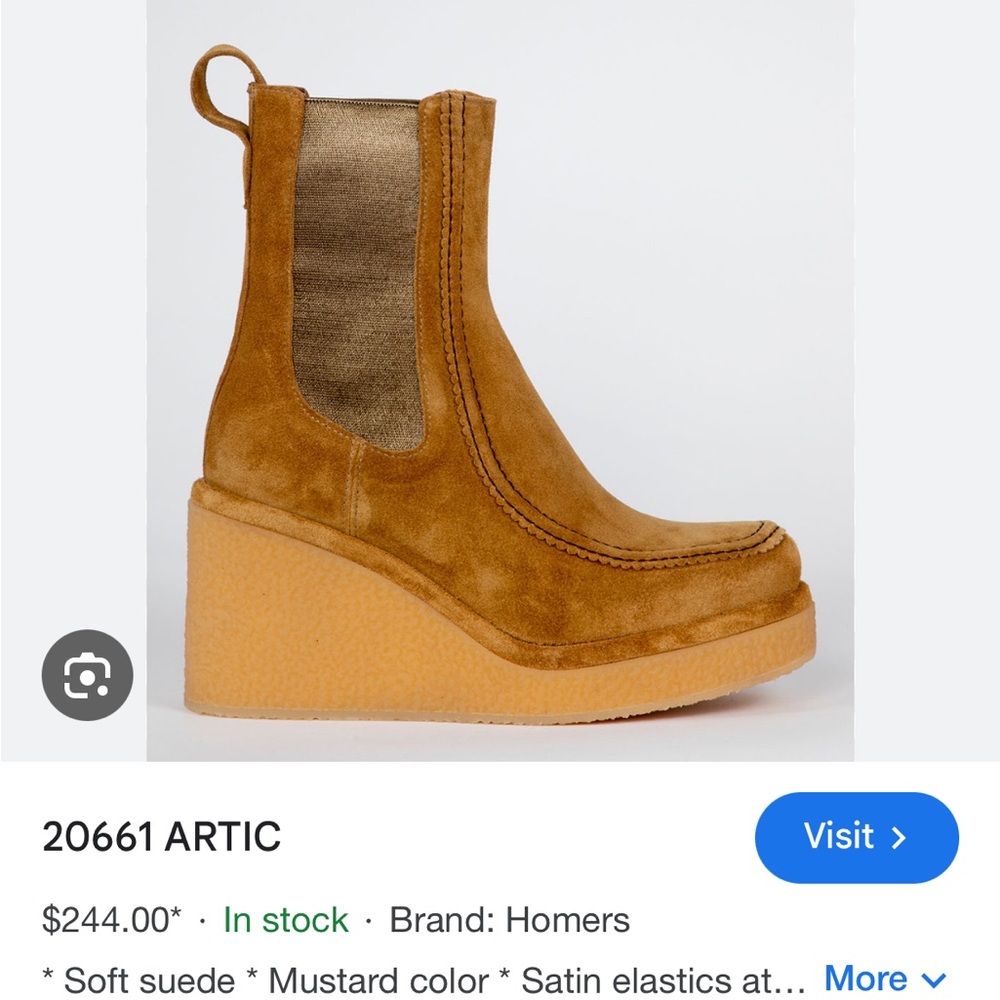 Tan Suede Platform Ankle Boots - Picture 4 of 7